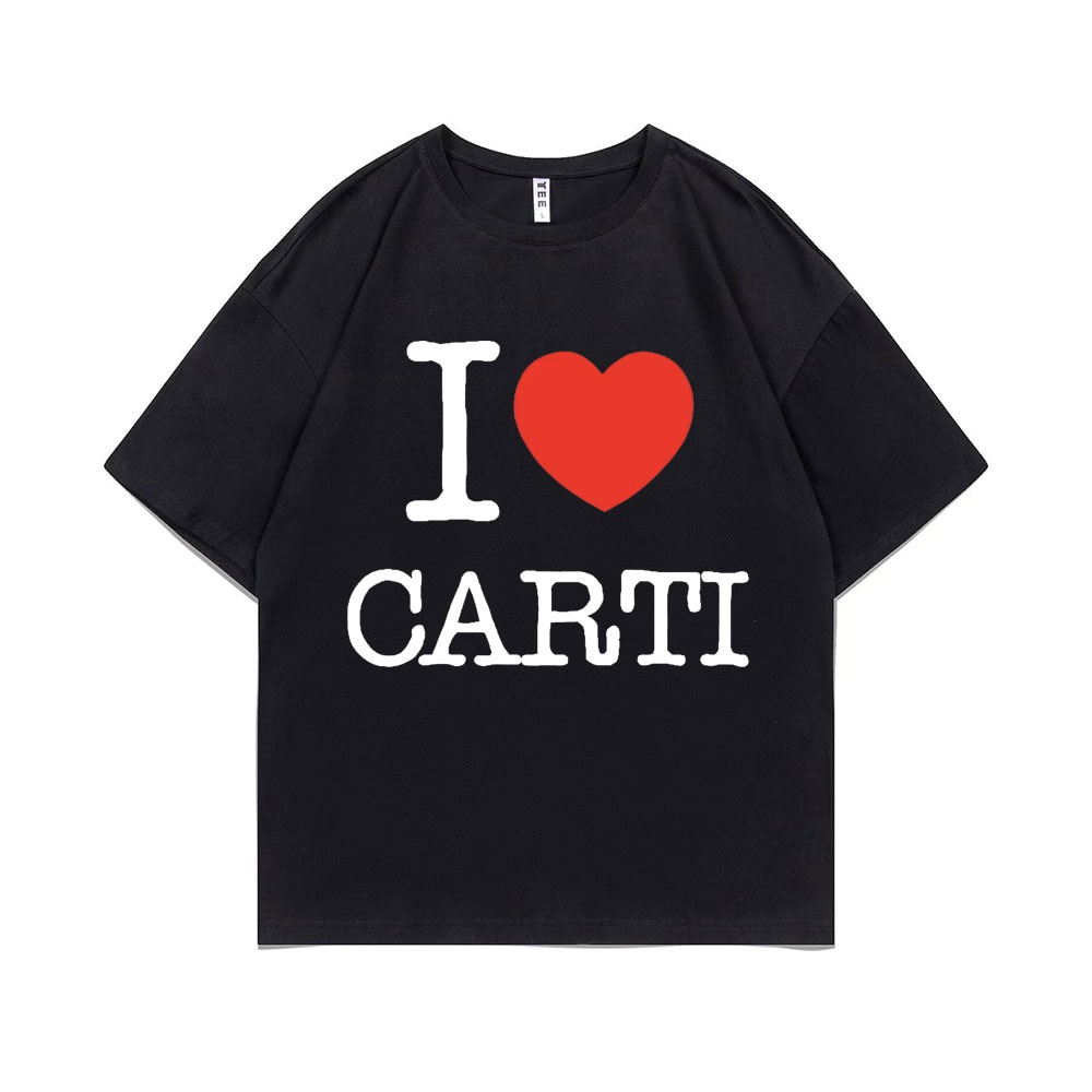 Áo Thun Đen In Chữ I Love Playboi Carti Phong Cách Hip Hop Thời Trang Cho Nam Và Nữ