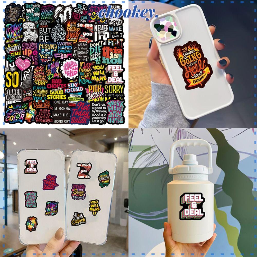 CHOOKEY Bộ 50 Đề Can Động Lực Động Lực Đa Năng Bằng PVC Chống Thấm Nước Có Thể Tháo Gỡ Trang Trí Laptop