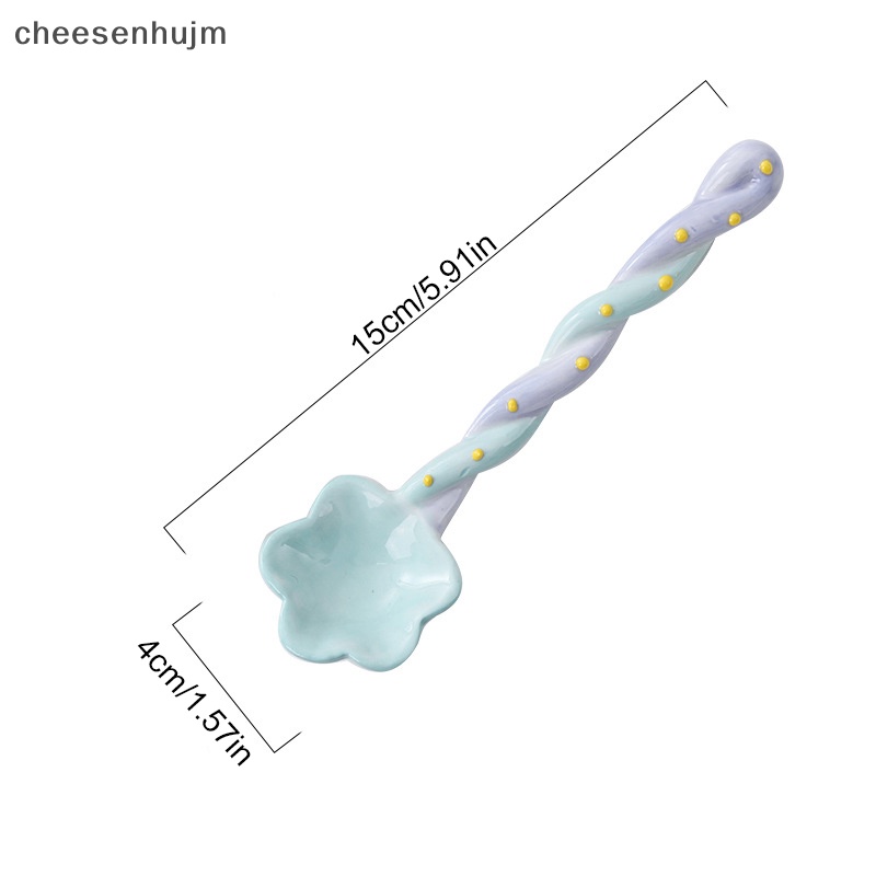 1 Muỗng Sứ Tay Cầm Dài Vẽ Hình Cây Kem Dễ Thương