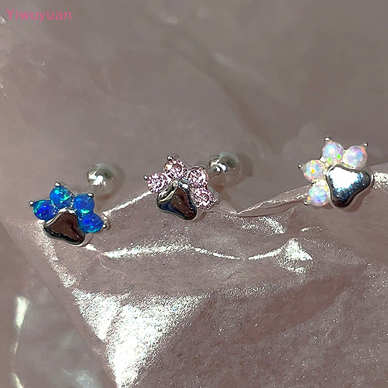 1 Đôi Khuyên Tai Hình Móng Vuốt Mèo Đính Đá Opal Thời Trang Mới