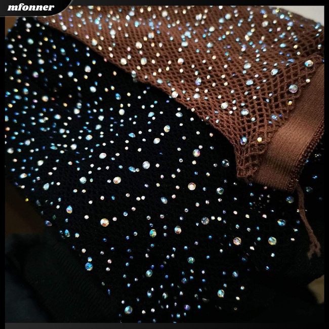 Quần Tất Lưới Màu Trơn Đính Đá Gợi Cảm Plus Size Cho Nữ