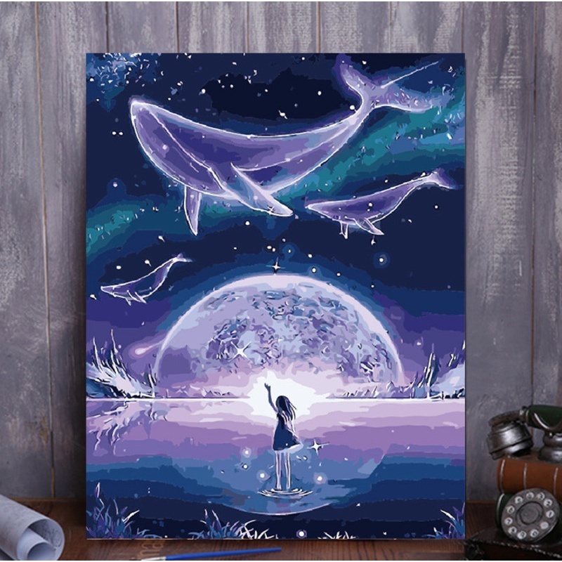 Tranh Sơn Dầu Kỹ Thuật Số Tự Vẽ Hình Phong Cảnh Anime 40 * 50cm 40 * 50 Lora PB2