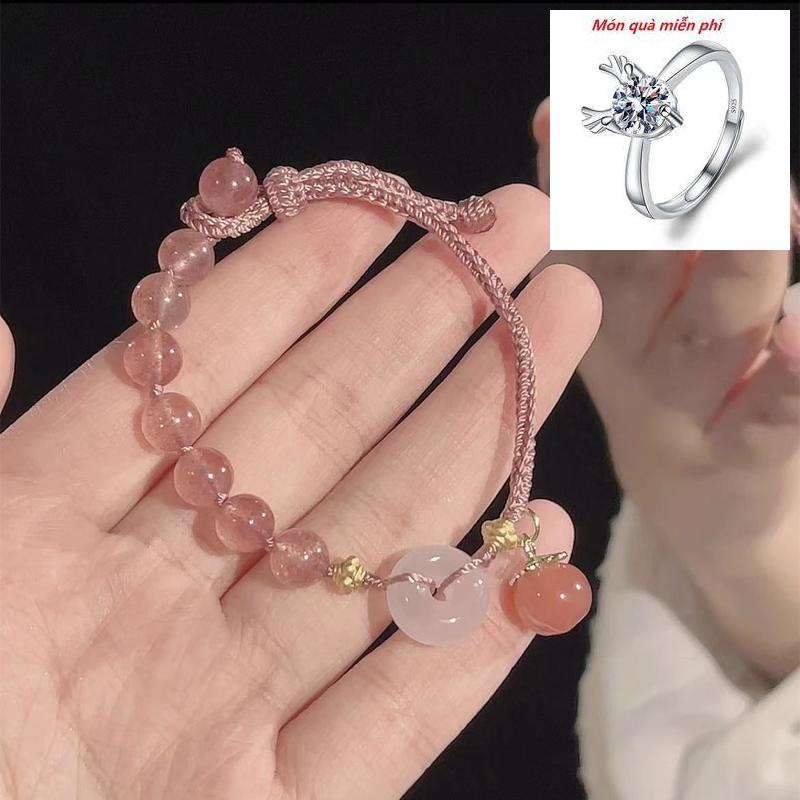 Cod Vòng Đeo Tay Dệt Tay diy An Toàn Cho Học Sinh Bạn Gái / Bạn Gái / Trái Đào Pha Lê Có Khóa Cài