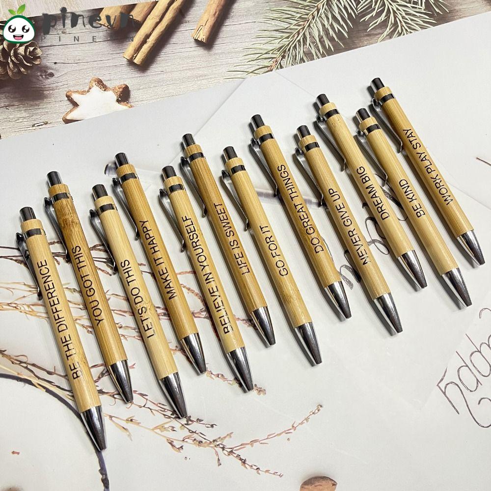 Set 12 Bút Bi Bằng Tre Có Thể Thu Gọn Tiện Dụng