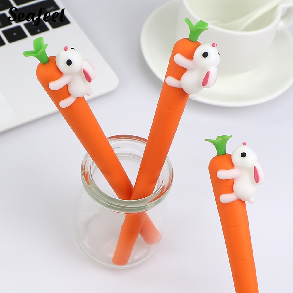Bút Mực Gel Đen Ngòi 0.5mm Hình Thỏ Cà Rốt Dễ Thương