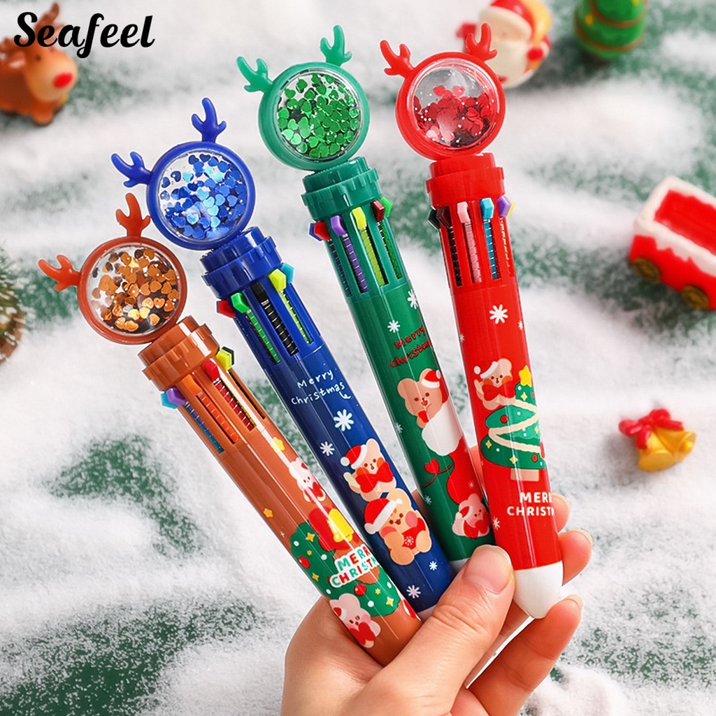 Bút Bi Đa Năng Ngòi 0.5mm Họa Tiết Giáng Sinh Hoạt Hình Xinh Xắn