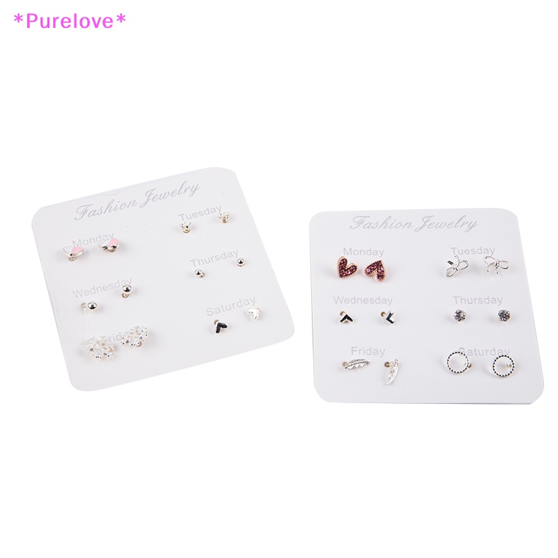 Set 6-7 Đôi Bông Tai Đính Đá Thời Trang Cho Nữ Mới