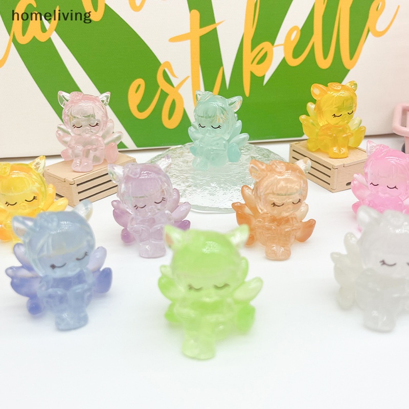 Set 2 Tượng Cáo Chín Đuôi Bằng Nhựa Phát Sáng Trong Bóng Tối Trang Trí Tiểu Cảnh / Nhà Búp Bê DIY