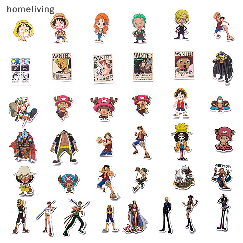 Set 48 / 50 / 60 Miếng Dán Hoạt Hình Luffy Trang Trí Ván Trượt / Máy Tính / Điện Thoại Di Động