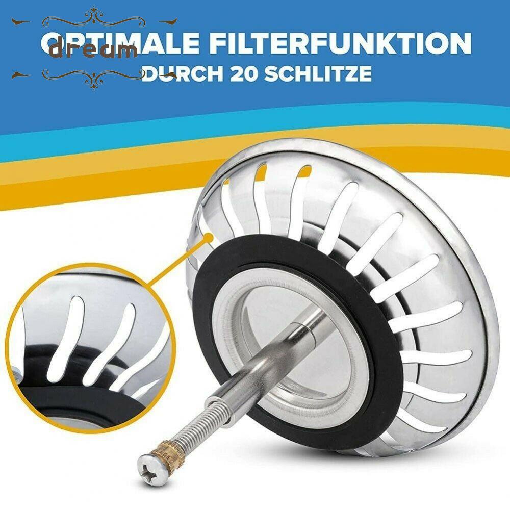 【DREAMLIFE】Sink Drain Waste Plug Parts Stainless Steel &amp; Rubber 30/50mm Accessory