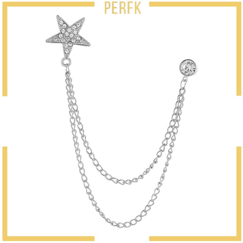 Trâm Cài Áo Ngôi Sao Năm Cánh Phối Dây Xích Tua Rua Thời Trang Cho Nam