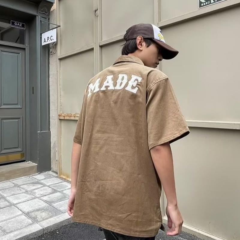 Áo polo Ngắn Tay Dáng Rộng In Họa Tiết Kiểu retro Mỹ Thời Trang Cho Nam