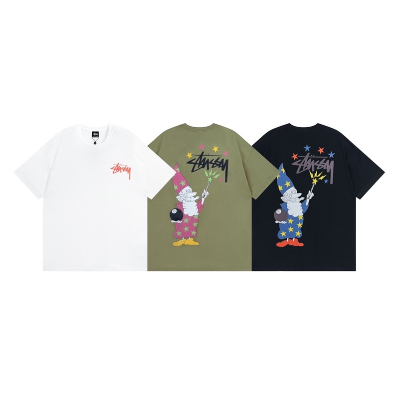 Stussy Áo Thun Tay Ngắn In Hình Nhà Ảo Thuật Cổ Điển Thời Trang Cho Nam Và Nữ
