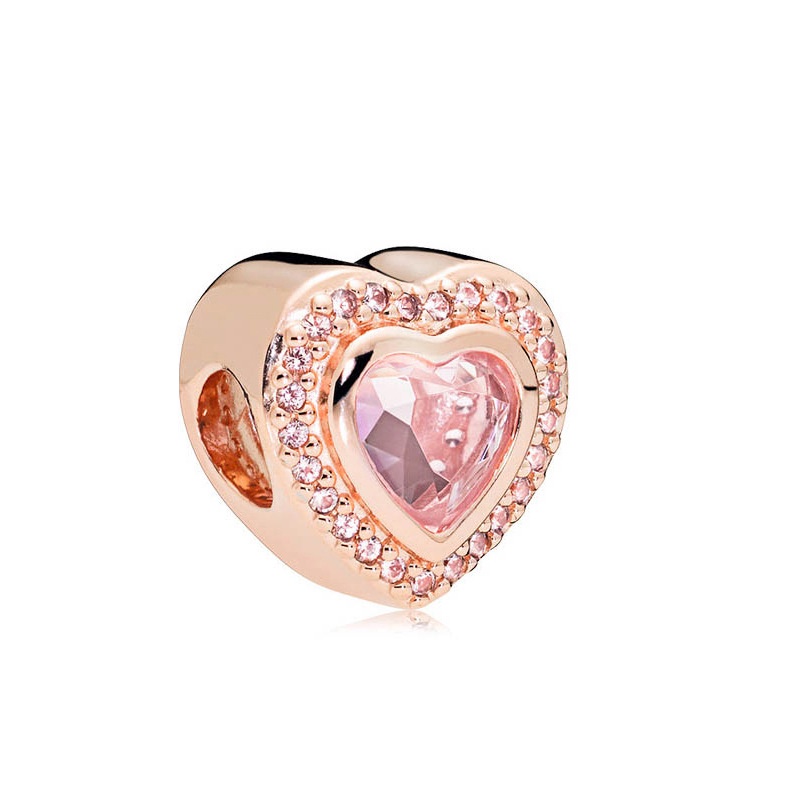 Hạt Charm Hình Vương Miện / Trái Tim Bằng Bạc 925Pandora Mạ Vàng Hồng Dùng Làm Vòng Tay DIY