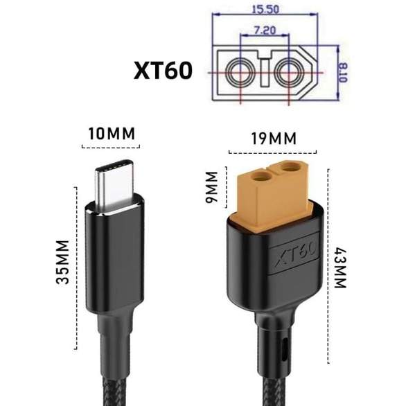 Dây Cáp Sạc Nhanh HdoorLink Loại C Qua XT60 PD 100W 20V / 5A Cho Thiết Bị Giám Sát M4Q M6D M7 M9 Fatshark FPV