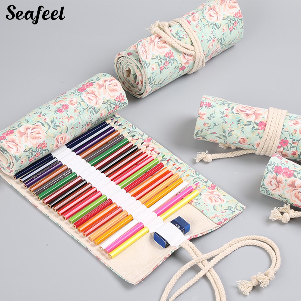 Túi Cuộn Đựng Bút Bằng Vải Canvas Cỡ Lớn 12 / 24 / 36 / 48 / 72