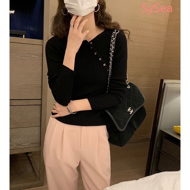 Áo Dệt Kim Tay Dài Dáng Ôm Phong Cách Thời Trang Hàn Quốc Dành Cho Nữ