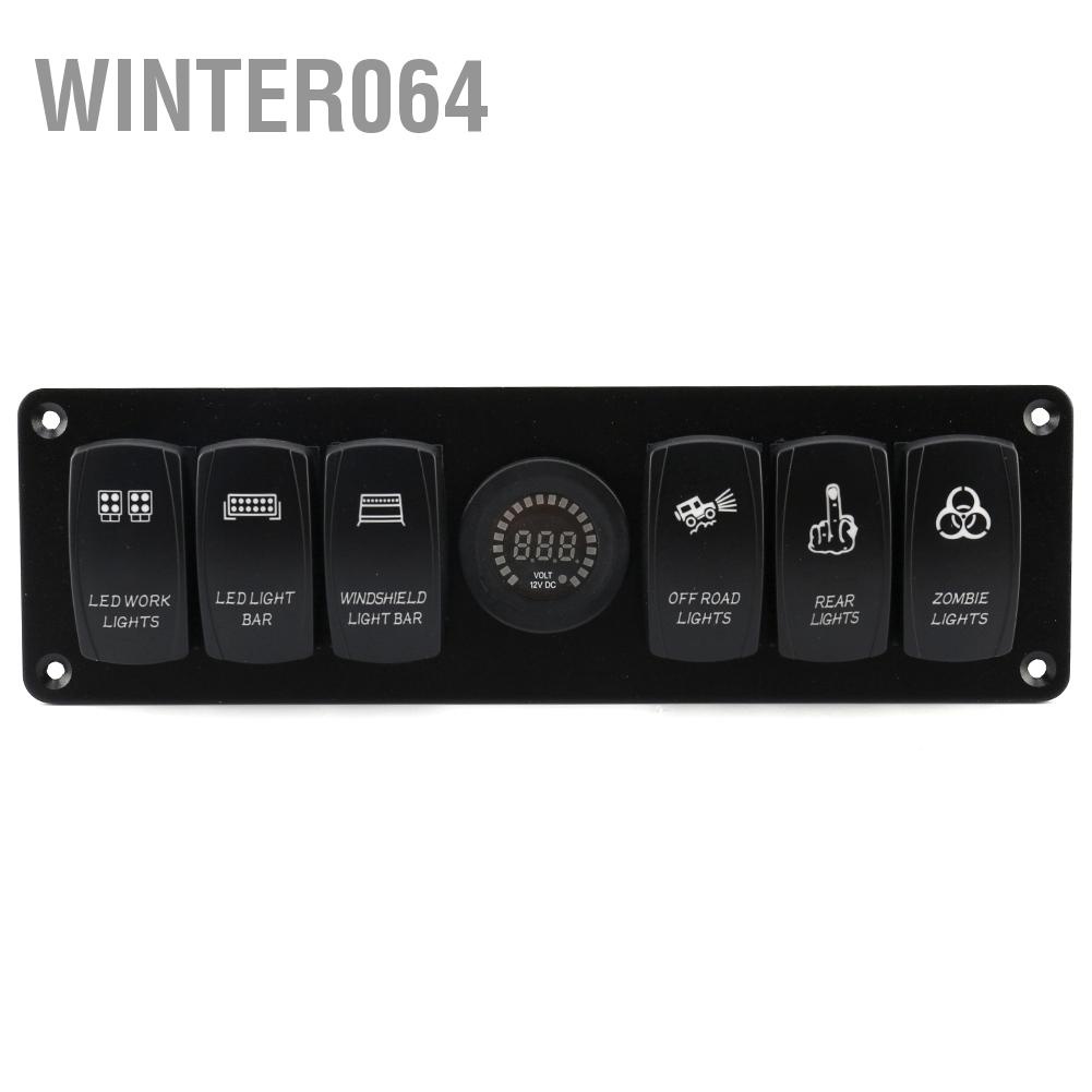 Winter064 6 Gang Toggle Rocker Switch Panel Vôn kế LED đầy màu sắc cho RV Car Marine Boat