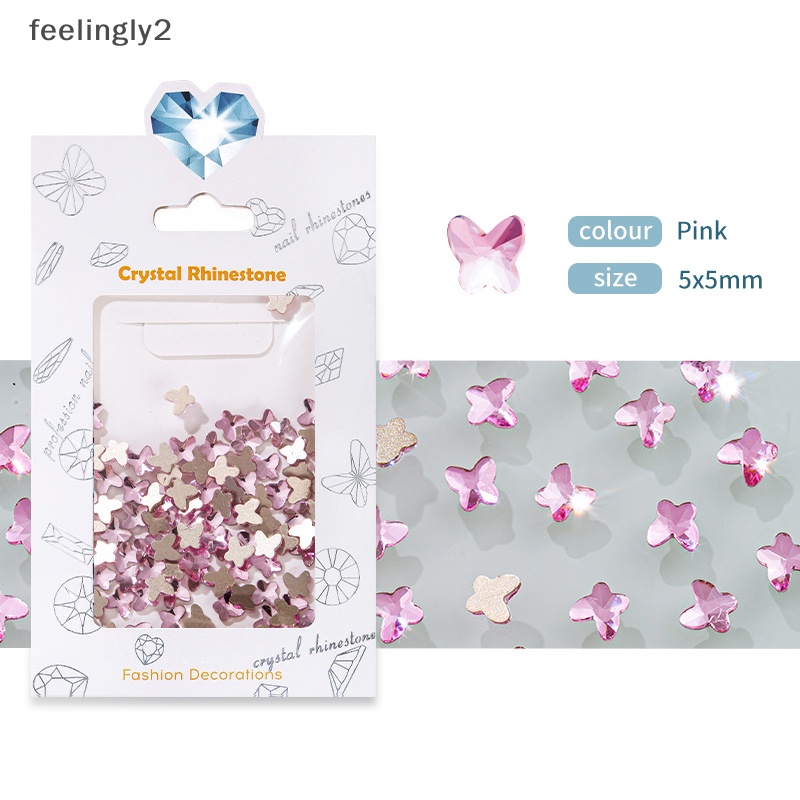 Bộ 100 Hạt Đá 3D Hình Bướm Mặt Kính Dùng Trang Trí Móng Tay DIY