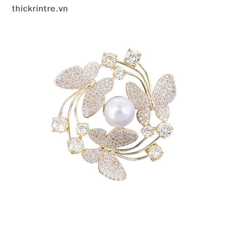 Ghim Cài Áo Hình Bướm Đính Ngọc Trai Nhân Tạo Thời Trang