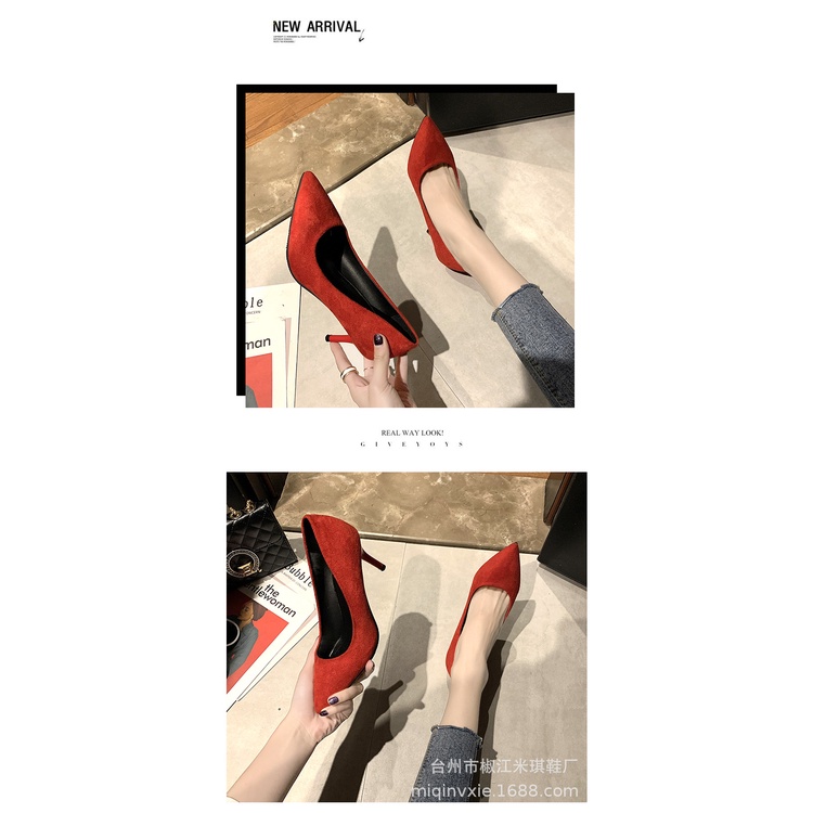 Giày Cao Gót Mũi Nhọn Màu Đen Thời Trang Mùa Hè Dành Cho Nữ