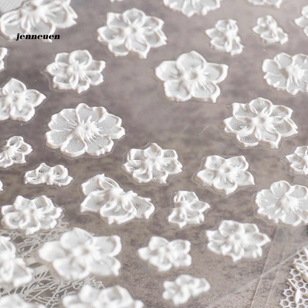 Miếng Dán Trang Trí Móng Tay 5D Mini Họa Tiết Ren Hoa Dễ Thương