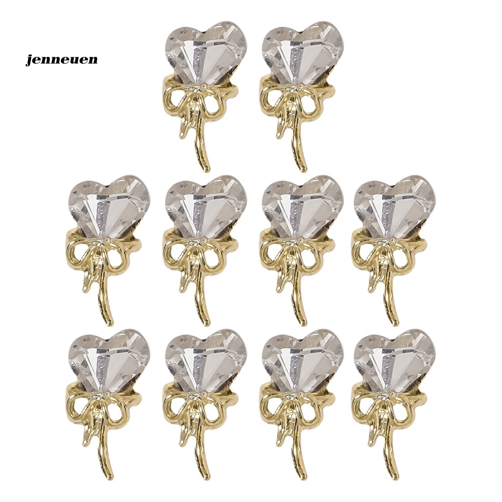 Set 10 Phụ Kiện Trang Trí Móng Tay Nghệ Thuật Hình Trái Tim Bằng Hợp Kim