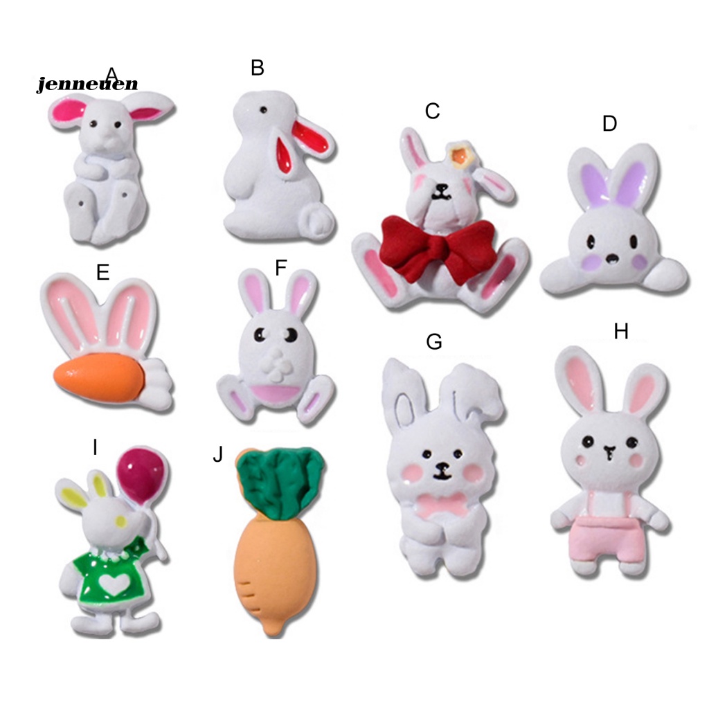 Set 10 Phụ Kiện Trang Trí Móng Tay Hình Thỏ Dễ Thương Siêu Nhẹ