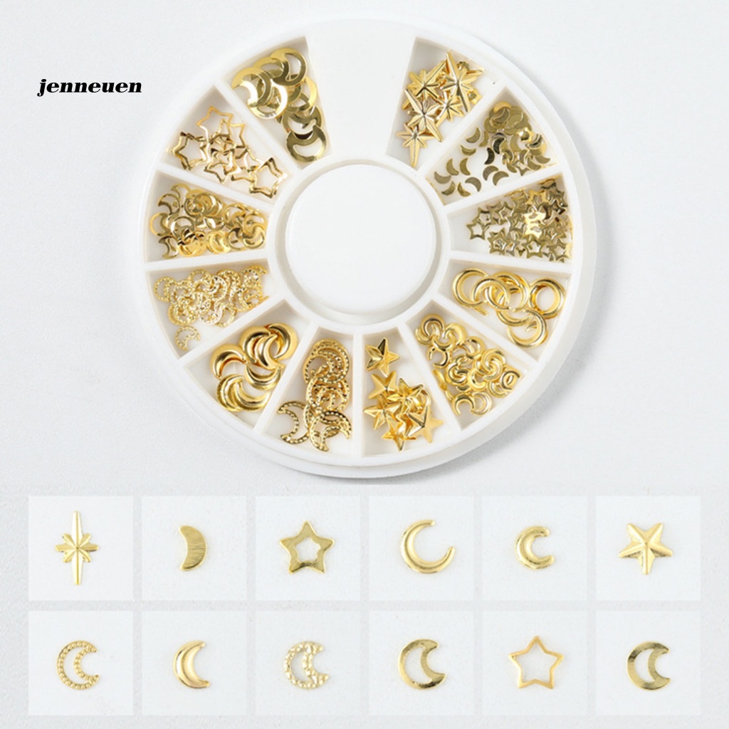 1 Bộ Phụ Kiện Trang Trí Móng Tay Hình Trăng Sao Độ Bền Cao DIY