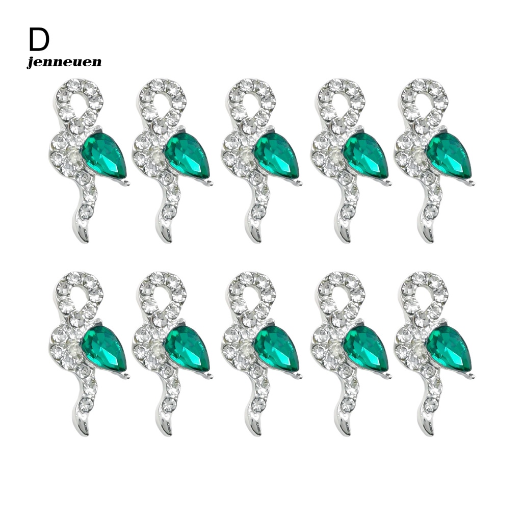 Set 10 Phụ Kiện Trang Trí Móng Nghệ Thuật Bằng Hợp Kim Đính Đá DIY