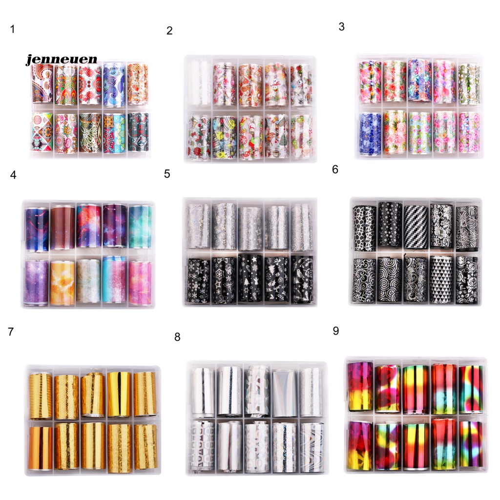Hộp 10 Miếng Dán Trang Trí Móng Tay Nghệ Thuật Mịn Màng Không Phai Màu