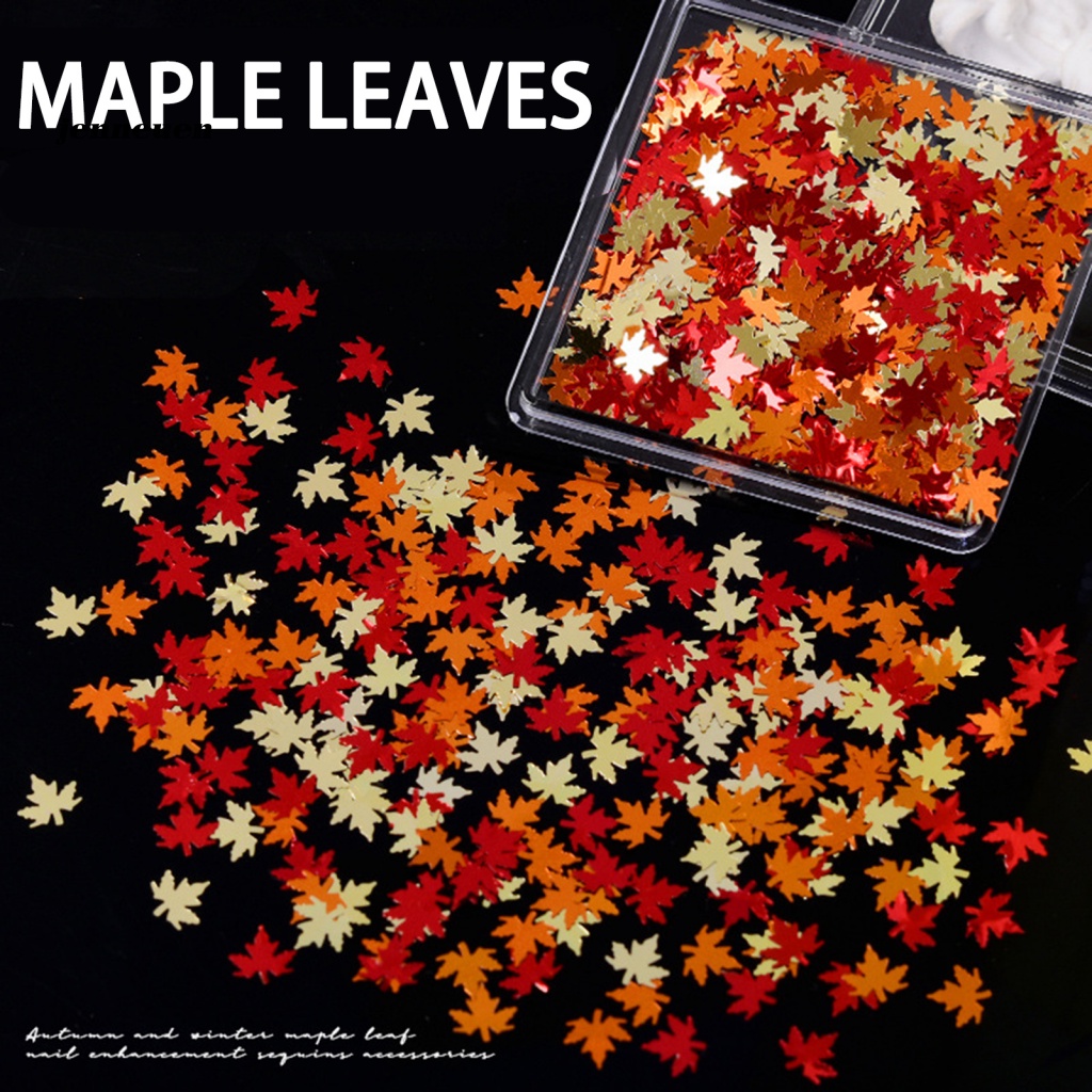 1 Hộp Nhãn Dán Trang Trí Móng Tay An Toàn Hình Lá Phong Lấp Lánh Siêu Mỏng
