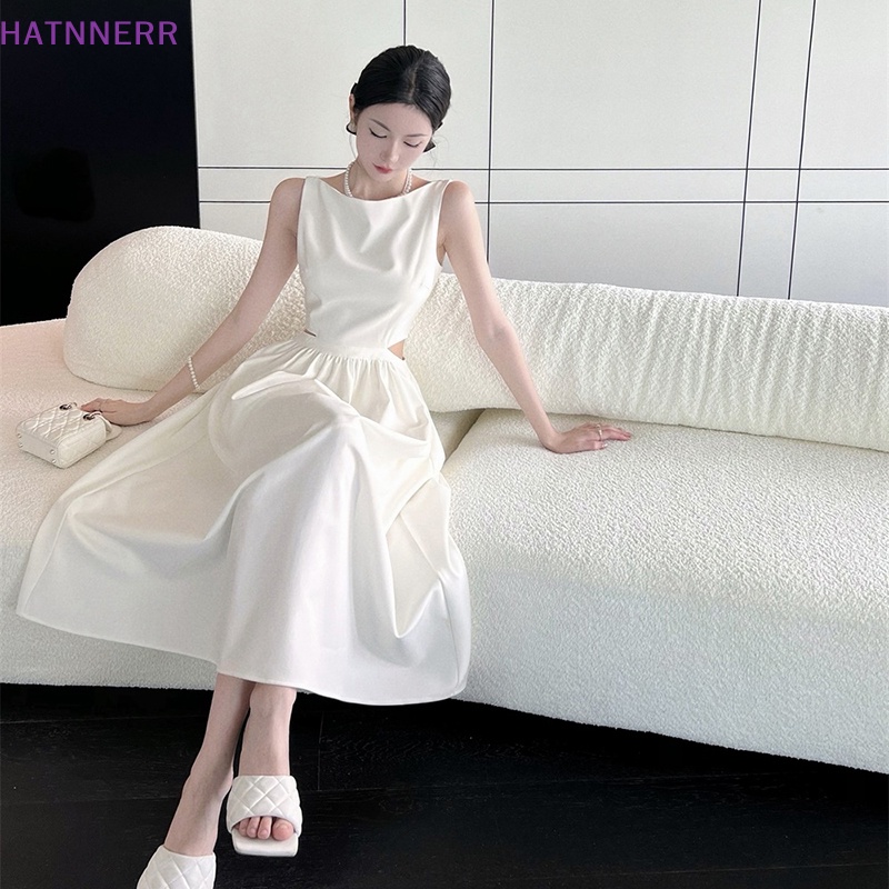 Đầm Dài Không Tay Khoét Lỗ Phong Cách Hepburn Pháp Thời Trang Mùa Hè Cho Nữ FHS