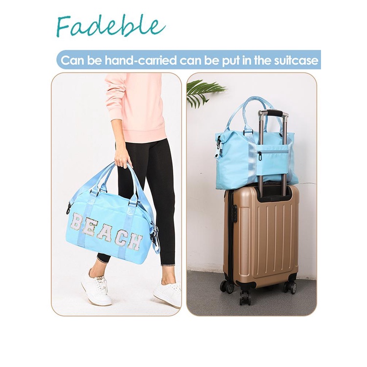 Túi Tote Thể Thao Cỡ Lớn Màu Xanh Dương Nhạt Thời Trang Đi Biển