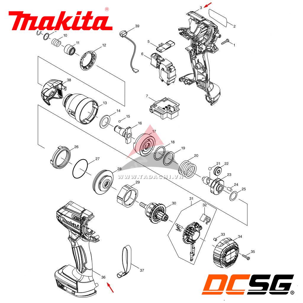 Vỏ máy vặn vít dùng pin 18V DTD149 Makita 183F79-3 | DCSG