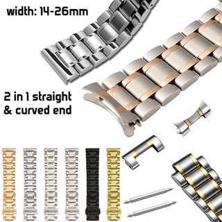 Dây đeo đồng hồ 2 trong 1 bằng thép không gỉ 2 trong 1 12 14 15 16 17 18 19 20 21 22mm 23 24mm
