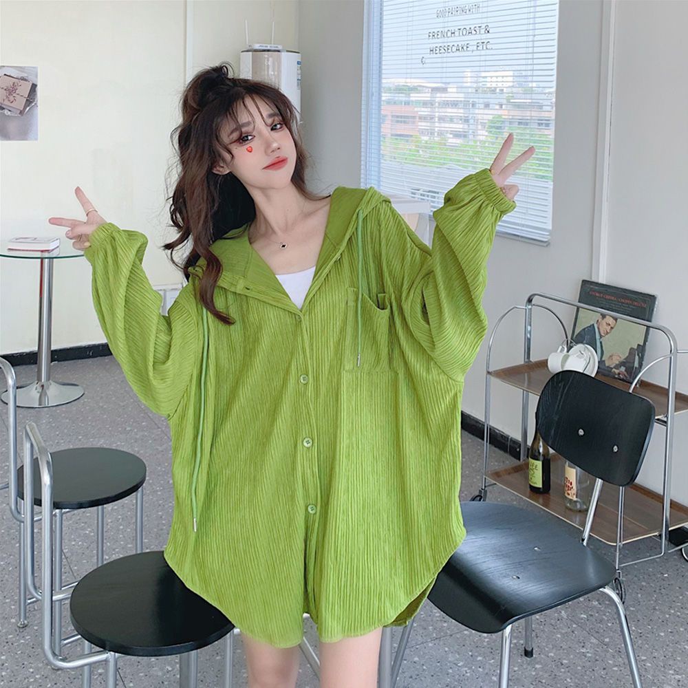 Áo Sơ Mi Chống Nắng Tay Dài Dáng Rộng Phong Cách Hàn Quốc Thời Trang Mới Cho Nữ