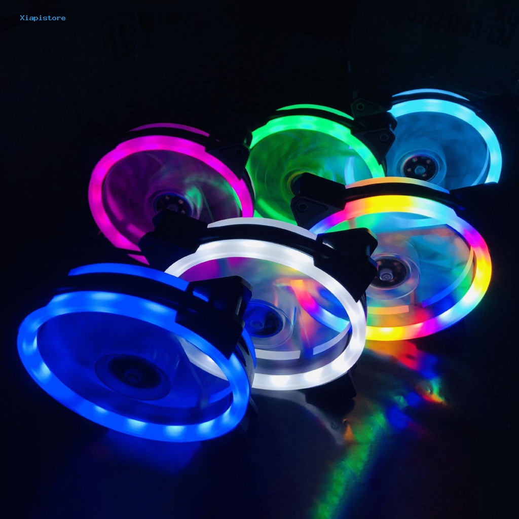 Quạt Tản Nhiệt Kép RGB 12cm Không Ồn Kèm Đệm Cao Su Cho PC