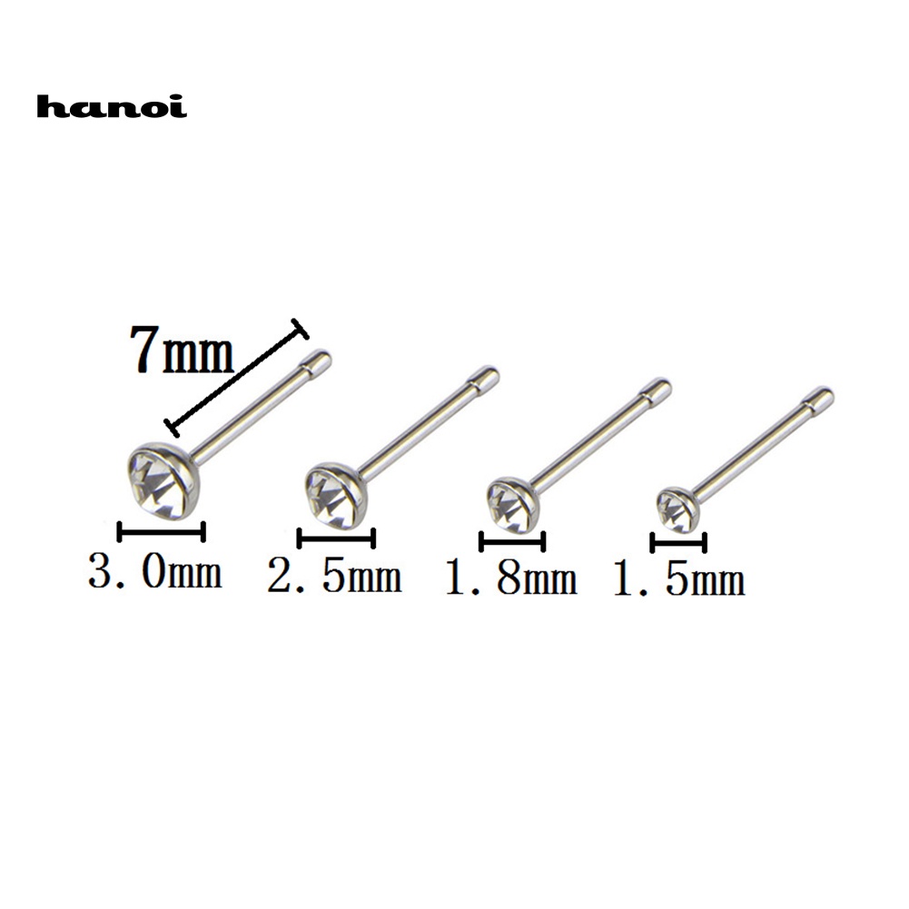 Set 14 Khuyên Mũi Bằng Thép Không Gỉ Đính Đá Cá Tính