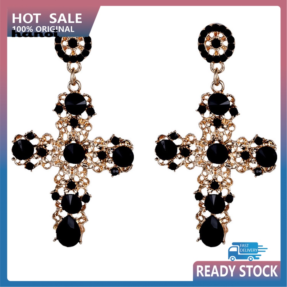 Bông Tai Thánh Giá ĐíNh Kim Cương Giả Phong CáCh Cổ ĐiểN