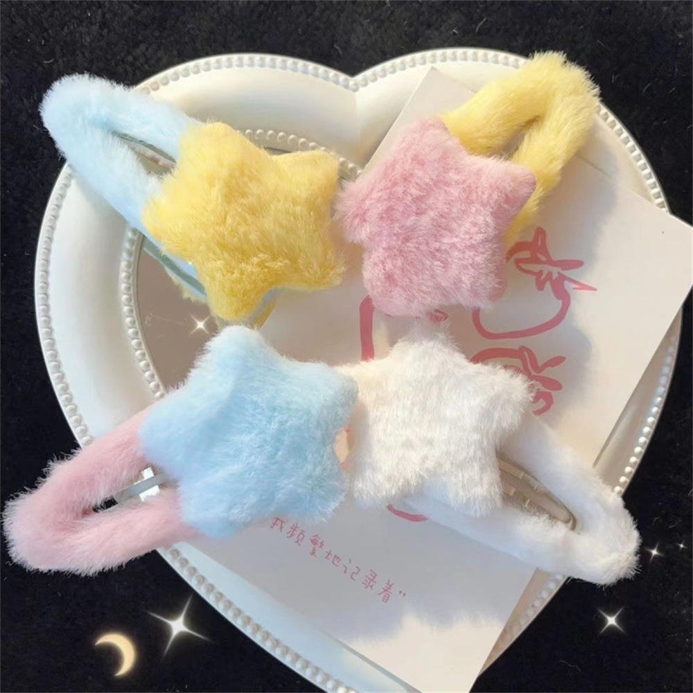 Kẹp Tóc Ngôi Sao Phối Lông Xù Đáng Yêu Cho Bé Gái