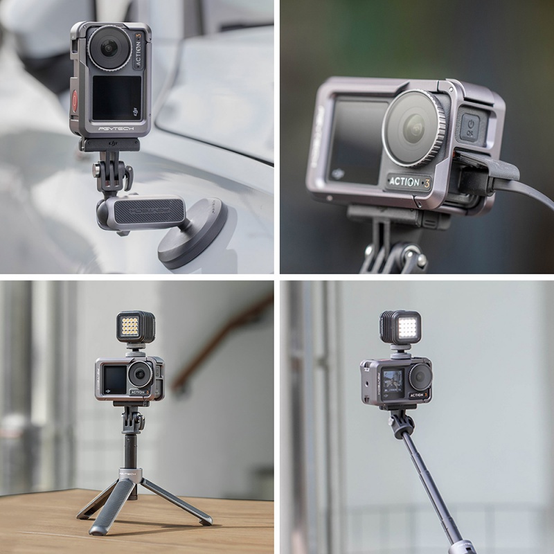 PGYTECH Video Vlogging Camera Frame Cage For DJI Osmo Action 3/4 Camera With 1/4 Thread Hole