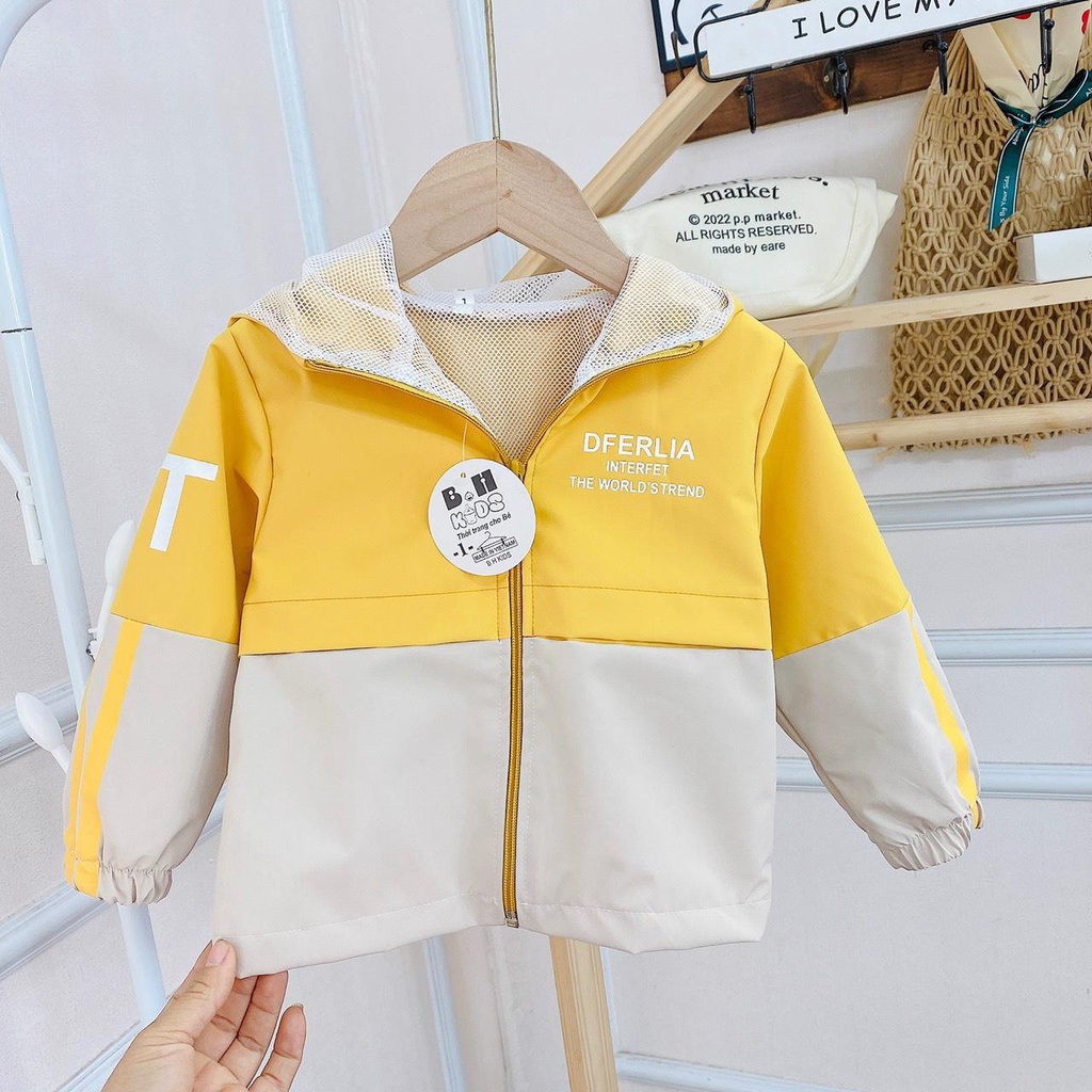 Áo khoác gió 2 lớp hoạ tiết cho bé trai , bé gái cân nặng từ 8 đến 18kg