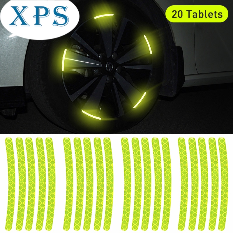 Set 20 Miếng Dán Phản Quang Cảnh Báo An Toàn Trang Trí Bánh Xe Hơi / Xe Máy