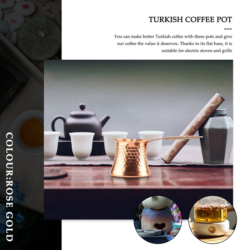 Bình pha cà phê thổ nhĩ kỳ máy pha cà phê moka pot 3 người 200 ml đồng làm bằng tay phụ kiện quà tặng trang trí chất lượng cao