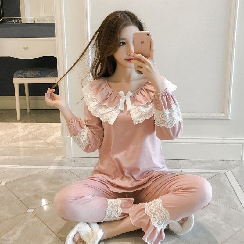 Bộ Đồ Ngủ Dài Tay Phong Cách Công Chúa Thời Trang Xuân Thu 2023 Cho Nữ