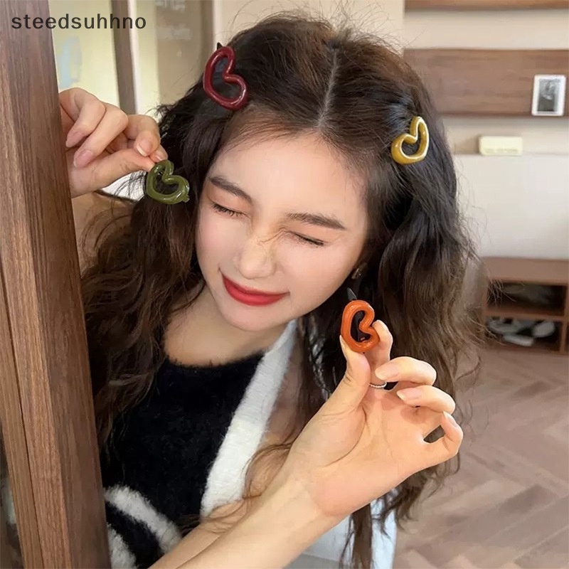 Set 2 Kẹp Tóc Hình Trái Tim Màu Sắc Ngọt Ngào Cho Nữ hhno