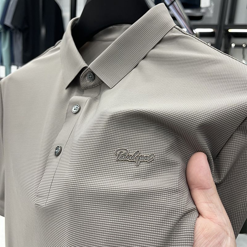 Áo Thun Polo Vải Lụa Lạnh Cổ Bẻ Thời Trang Mùa Hè Cho Nam