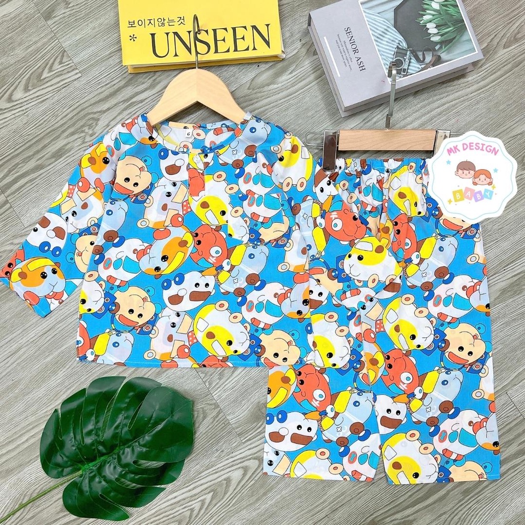 Bộ lanh bé trai, Đồ bộ bé trai tay dài quần dài vải tole loại 1 size 7-35kg