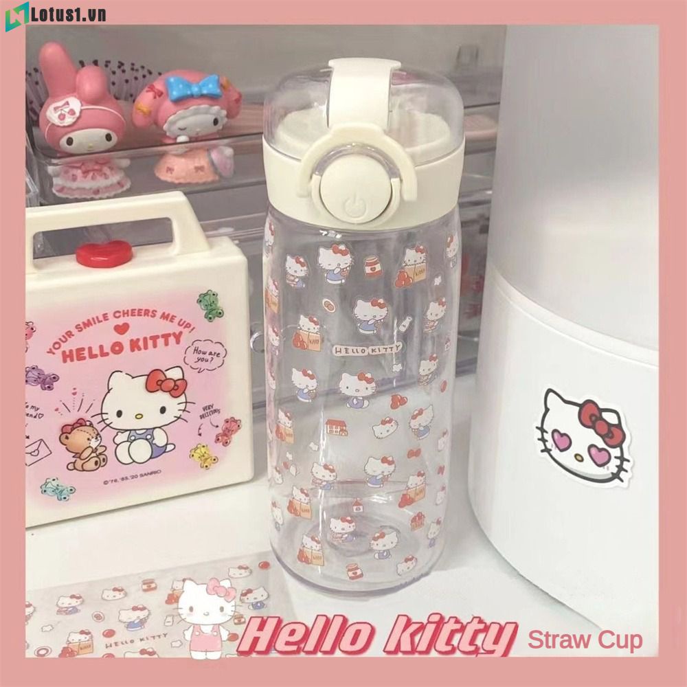 450 Ml Hello Kitty Summer Rơm Cốc Nước Bằng Nhựa Cho Học Sinh Chai Dễ Thương Tiện Dụng